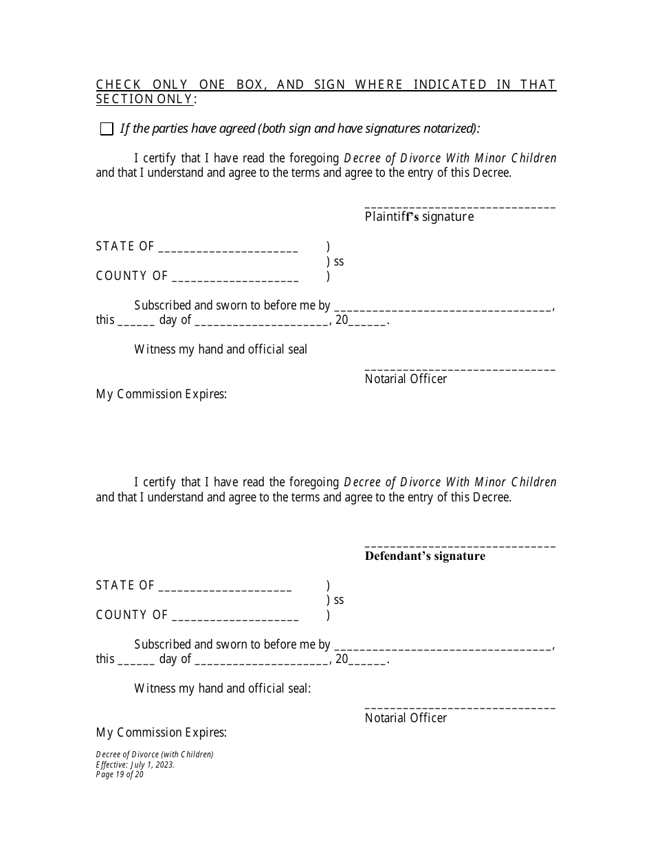 Decree of Divorce With Minor Children - Wyoming, Page 19