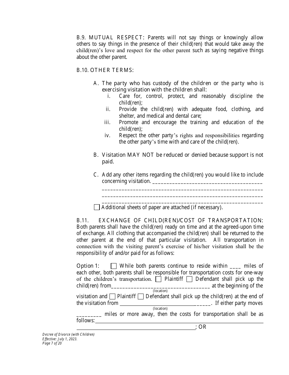 Decree of Divorce With Minor Children - Wyoming, Page 7