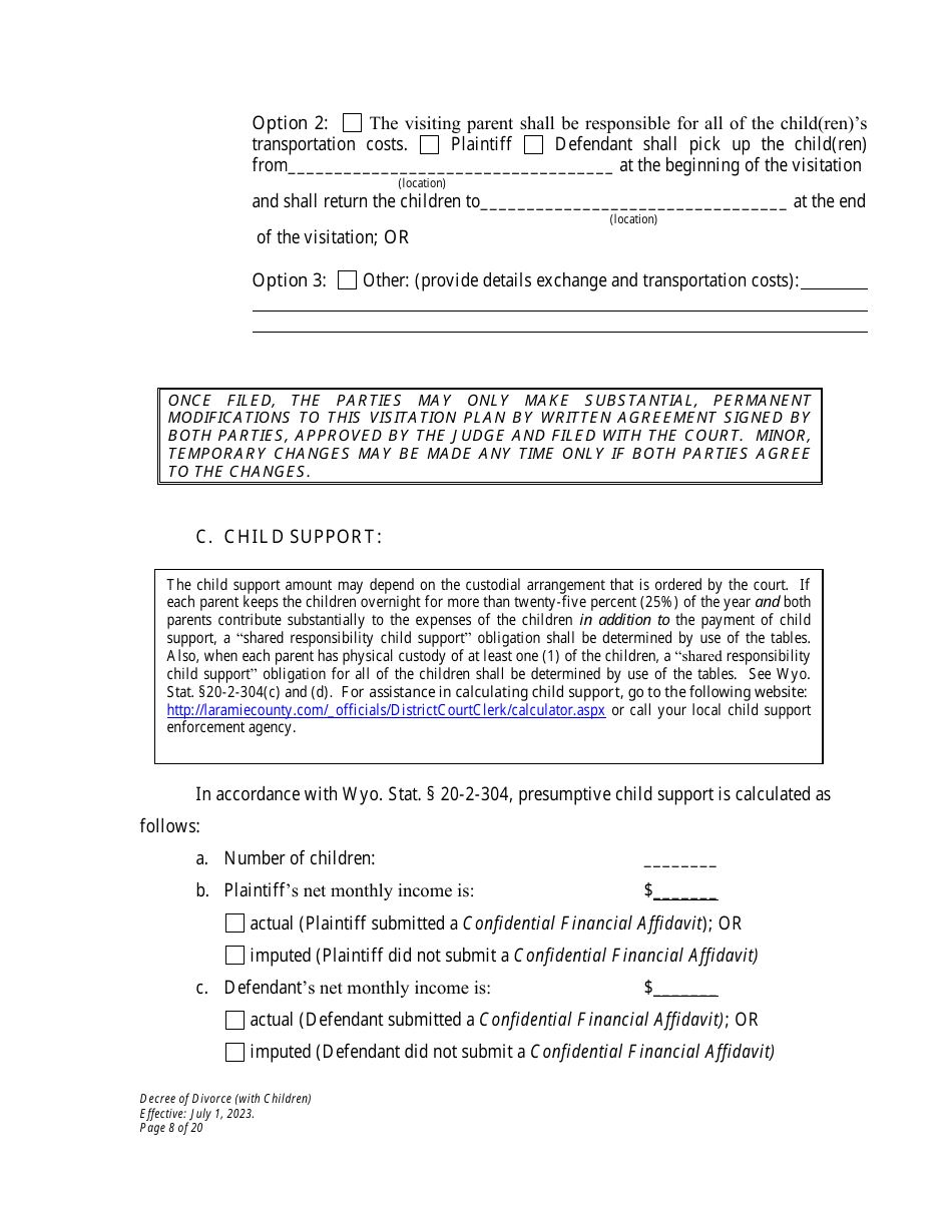 Decree of Divorce With Minor Children - Wyoming, Page 8