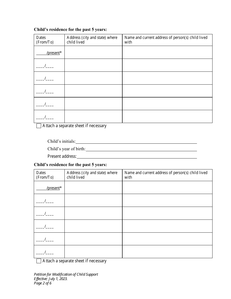 Petition for Modification of Child Support and Judgment for Arrears - Wyoming, Page 2