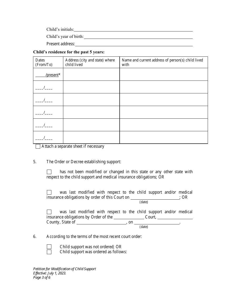 Petition for Modification of Child Support and Judgment for Arrears - Wyoming, Page 3