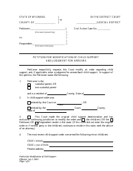 Document preview: Petition for Modification of Child Support and Judgment for Arrears - Wyoming