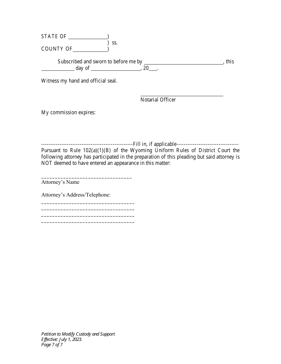 Petition to Modify Custody and Support - Wyoming, Page 7