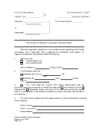 Document preview: Petition to Modify Custody and Support - Wyoming