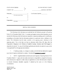 Document preview: Initial Disclosures - Establishment of Custody, Visitation and Child Support - Wyoming
