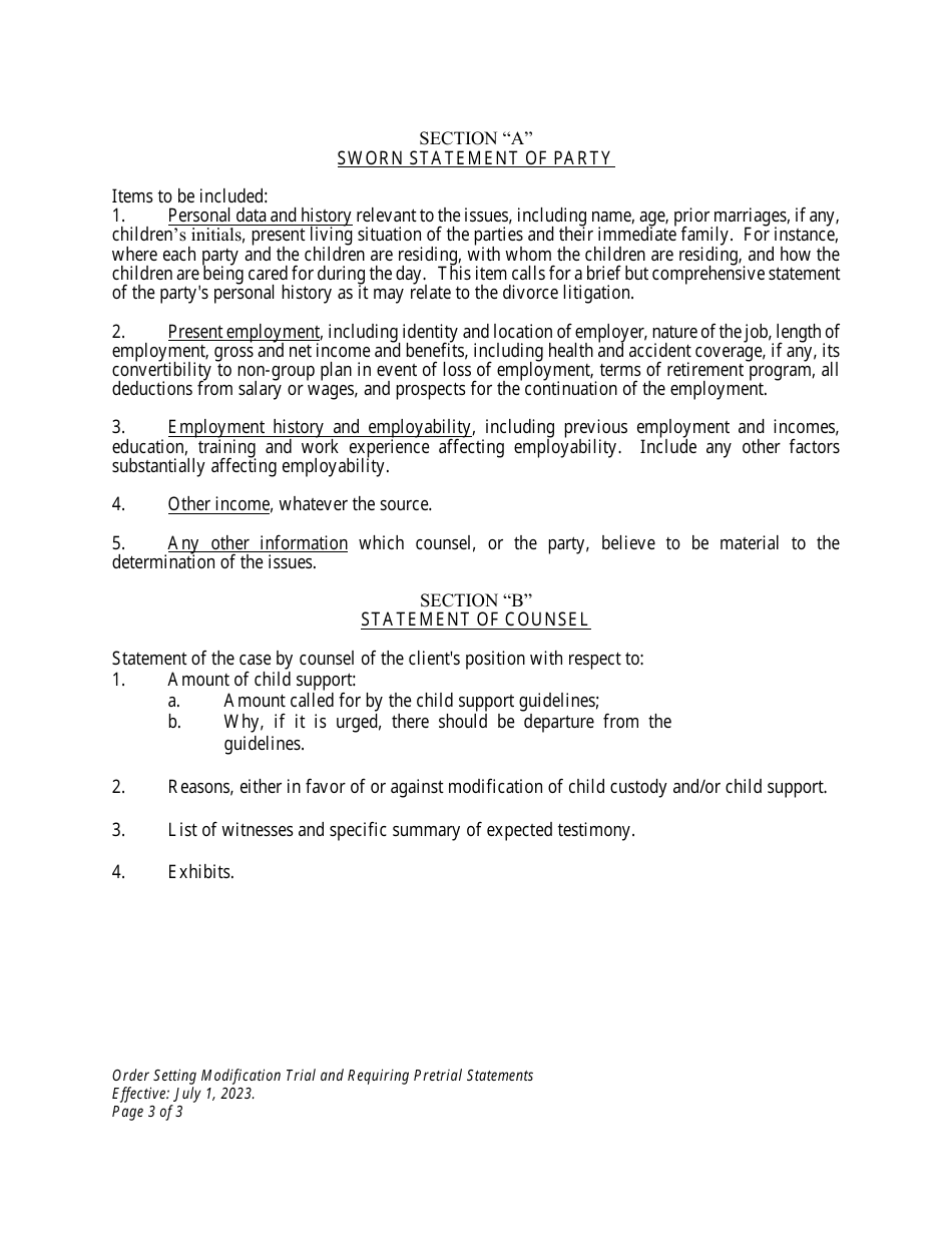 Order Setting Modification Trial and Requiring Pretrial Statements - Wyoming, Page 3