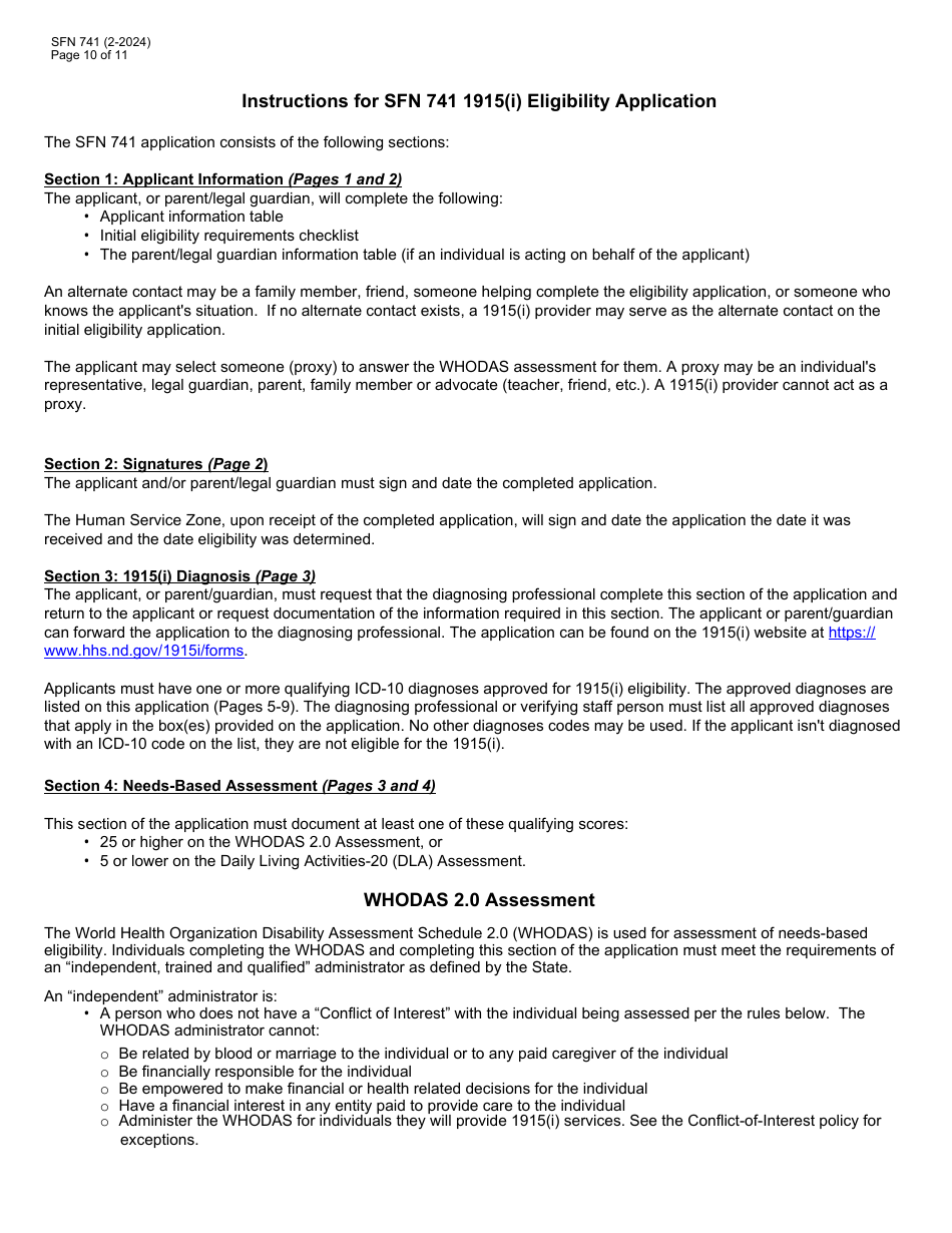 Form SFN741 1915(I) Eligibility Application - North Dakota, Page 10