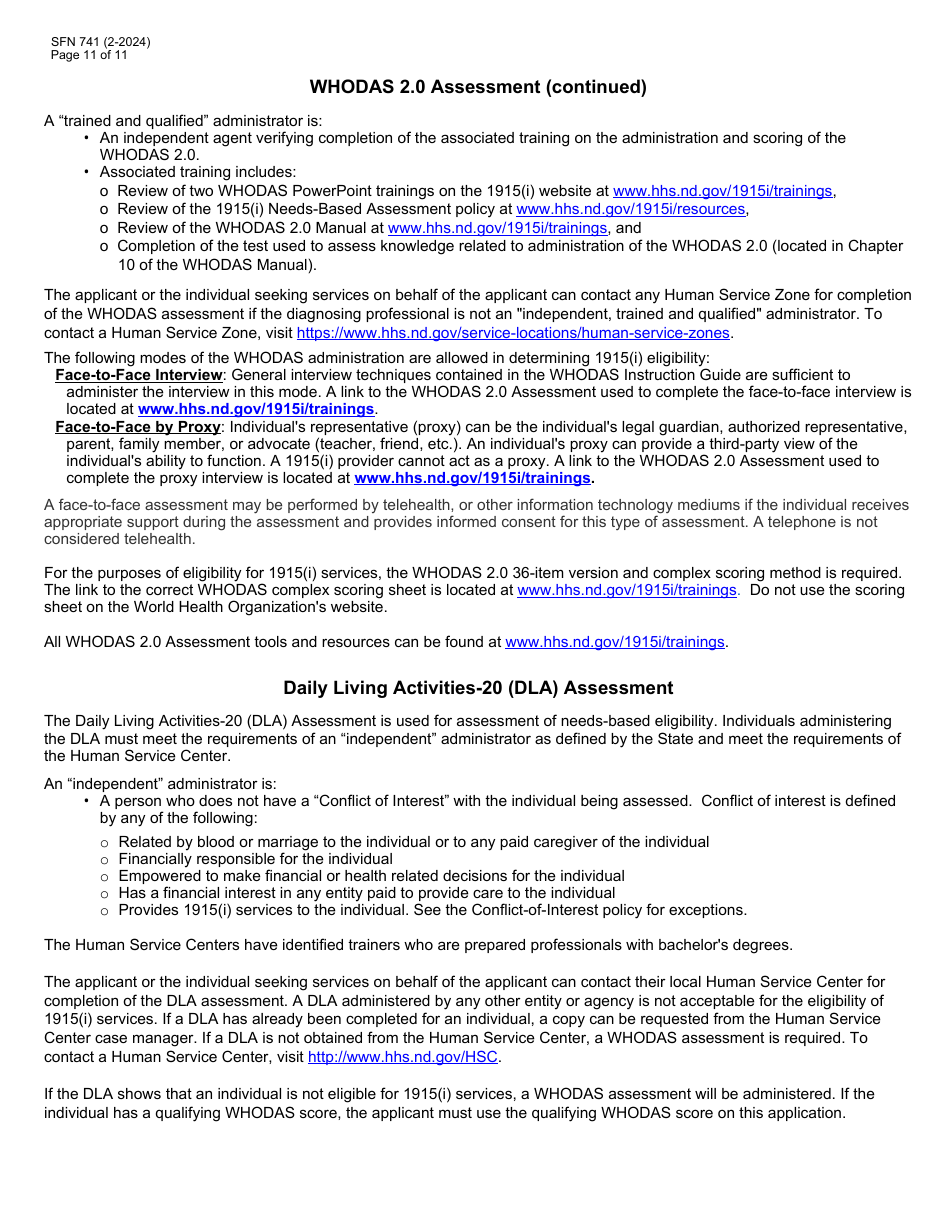 Form SFN741 1915(I) Eligibility Application - North Dakota, Page 11