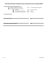 CSP Field Verification Checklist for Non-industrial Private Forestland (Nipf) - Virginia, Page 2