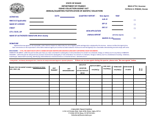 Collection Agency Quarterly Notification of Agents Form - Idaho, Page 2