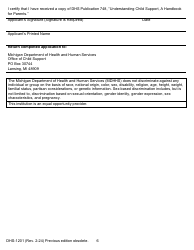 Form DHS-1201 IV-D Child Support Services Application/Referral - Michigan, Page 6