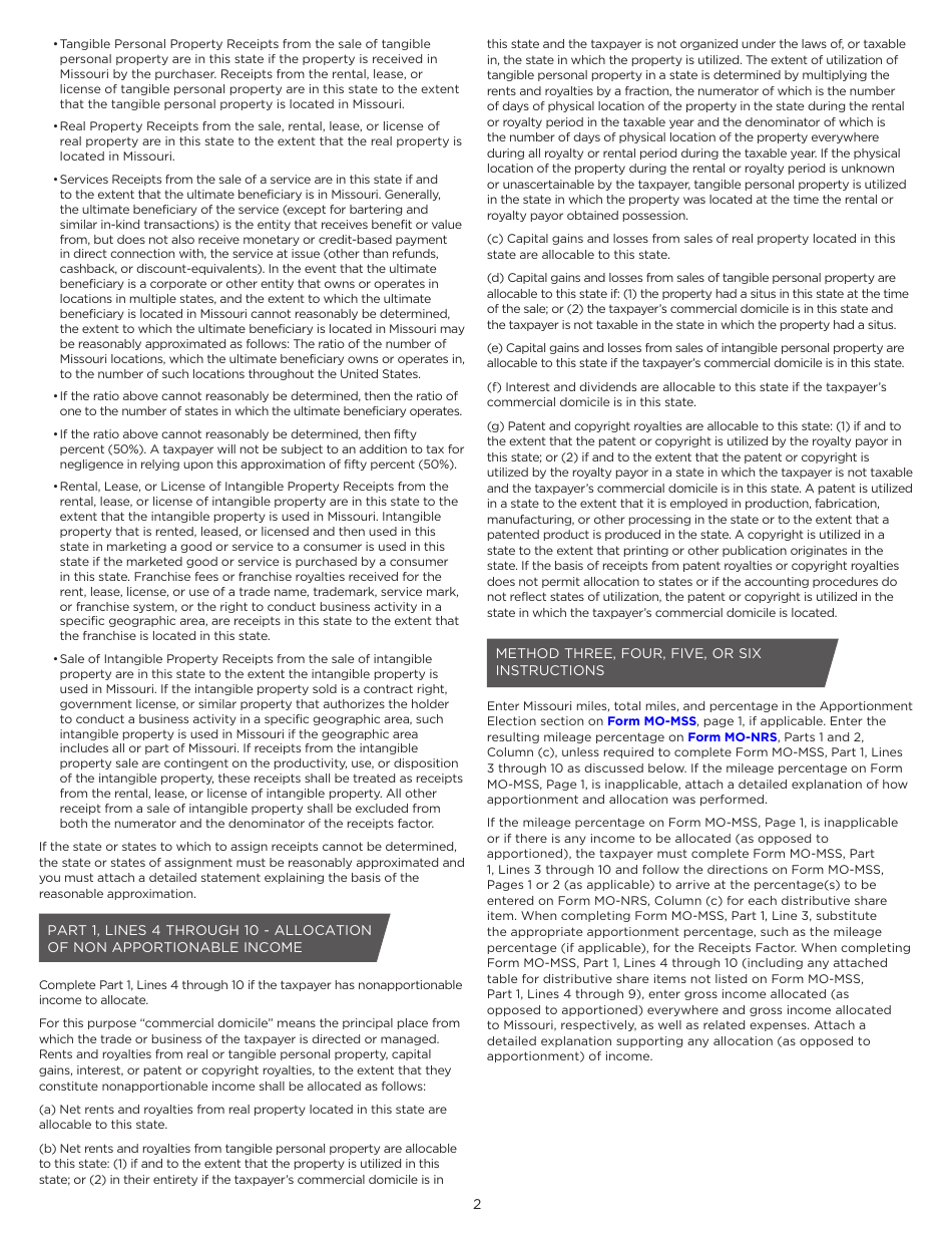 Form MO-MSS S-Corporation Allocation and Apportionment Schedule - Missouri, Page 4