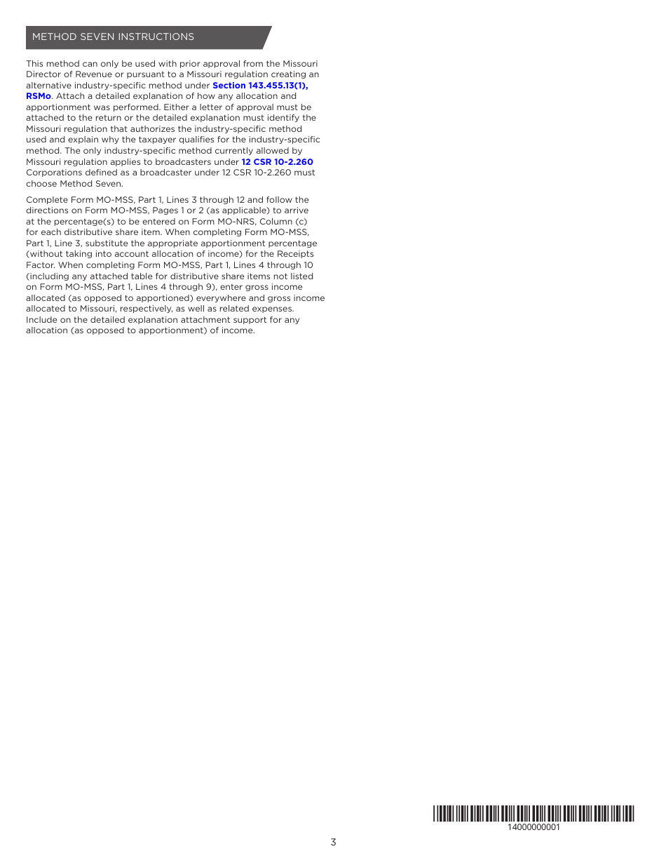 Form MO-MSS S-Corporation Allocation and Apportionment Schedule - Missouri, Page 5