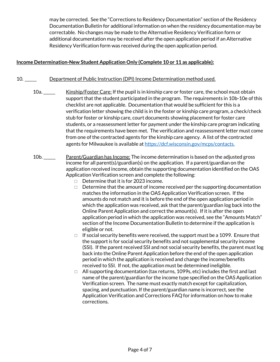 Student Application Checklist - Private School Choice Programs - Wisconsin, Page 4