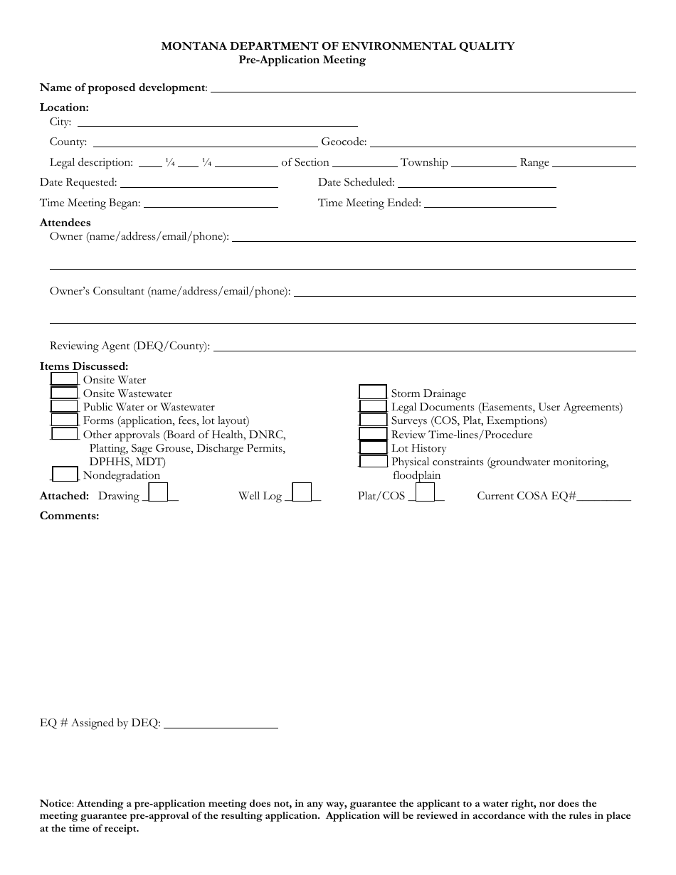 Montana DEQ/Local Government Joint Application Form - Fill Out, Sign ...