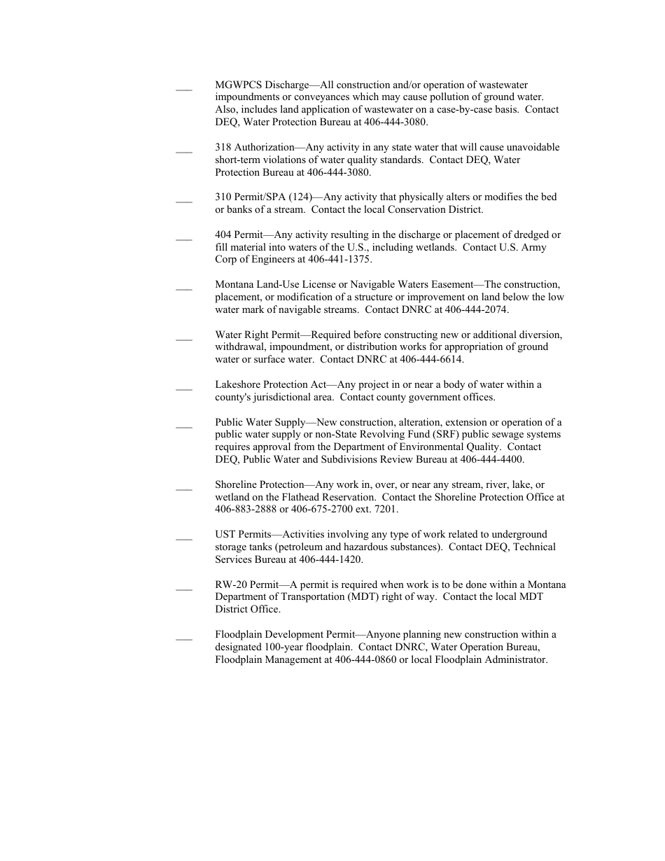 DEQ / Local Government Joint Application Form - Montana, Page 9