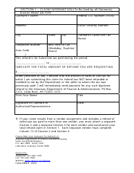 Form 2004-6 Arkansas State and Local Sales/Use Taxes Claim for Refund - Arkansas, Page 2