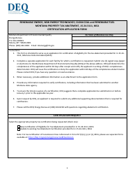 Renewable Energy, New Energy Technology, Clean Coal and Renewable Fuel Montana Property Tax Abatement, 15-24-3111, Mca Certification Application Form - Montana