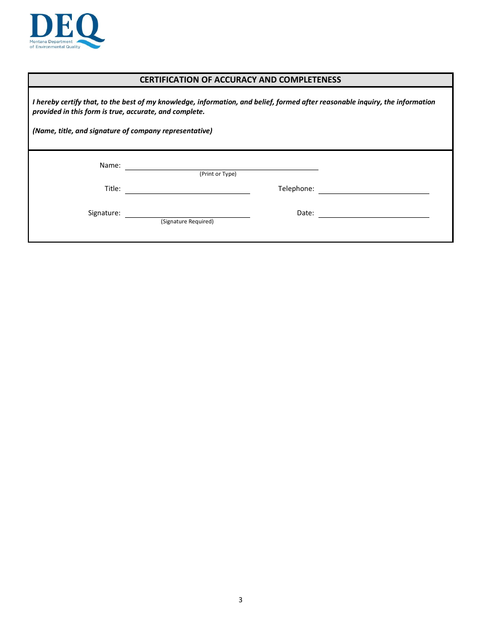 Renewable Energy, New Energy Technology, Clean Coal and Renewable Fuel Montana Property Tax Abatement, 15-24-3111, Mca Certification Application Form - Montana, Page 3