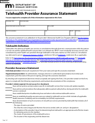 Form DHS-6806-ENG Telehealth Provider Assurance Statement - Minnesota Health Care Programs (Mhcp) - Minnesota