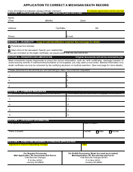 Form DCH-0856 Application to Correct a Michigan Death Record - Michigan