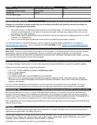 Form DCH-0856 Application to Correct a Michigan Death Record - Michigan, Page 2