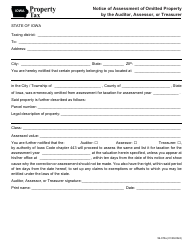 Form 56-070 Notice of Assessment of Omitted Property by the Auditor, Assessor, or Treasurer - Iowa