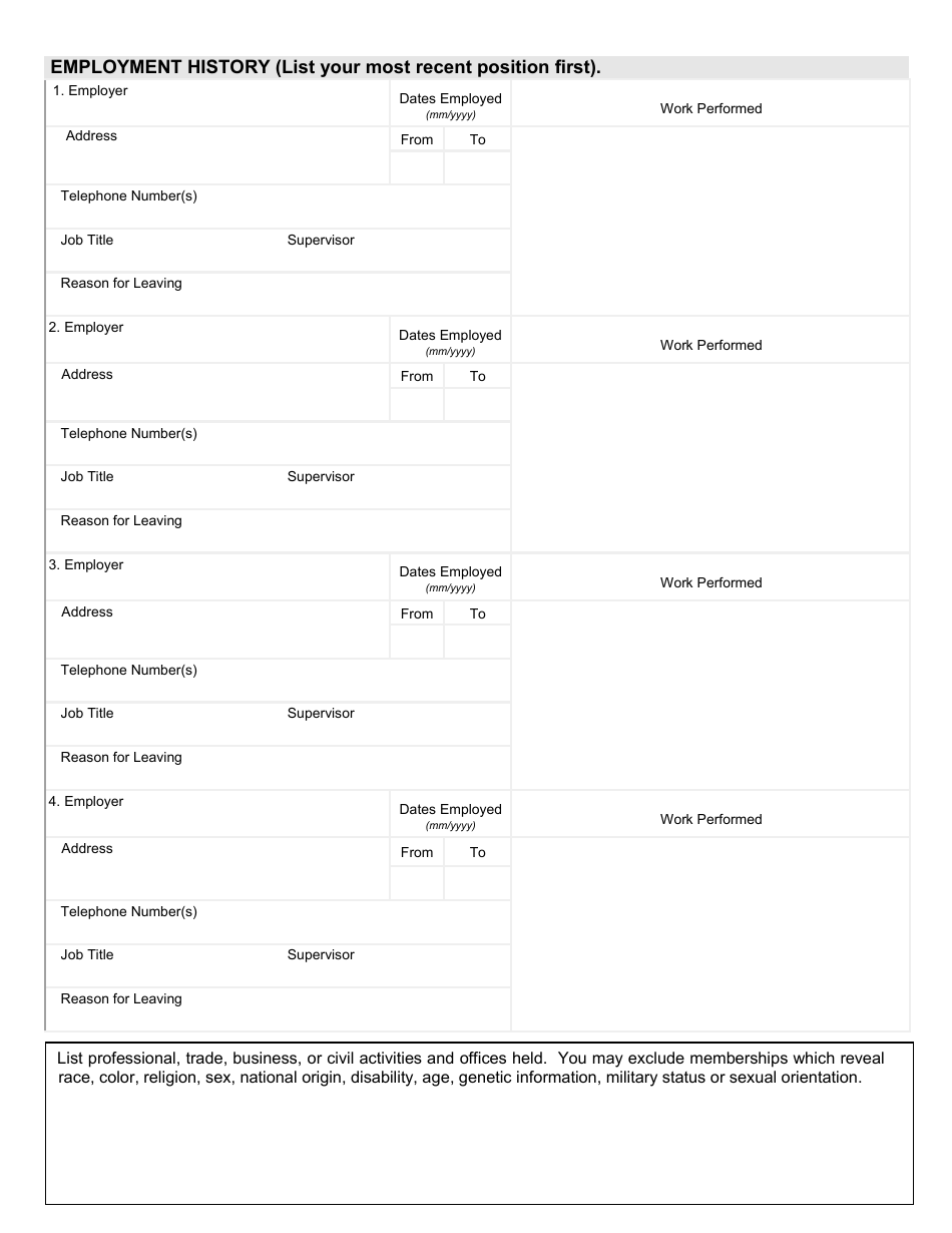 Employment Application - Ohio, Page 3