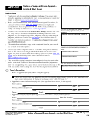 Form APP-102 Notice of Appeal/Cross-appeal - Limited Civil Case - California