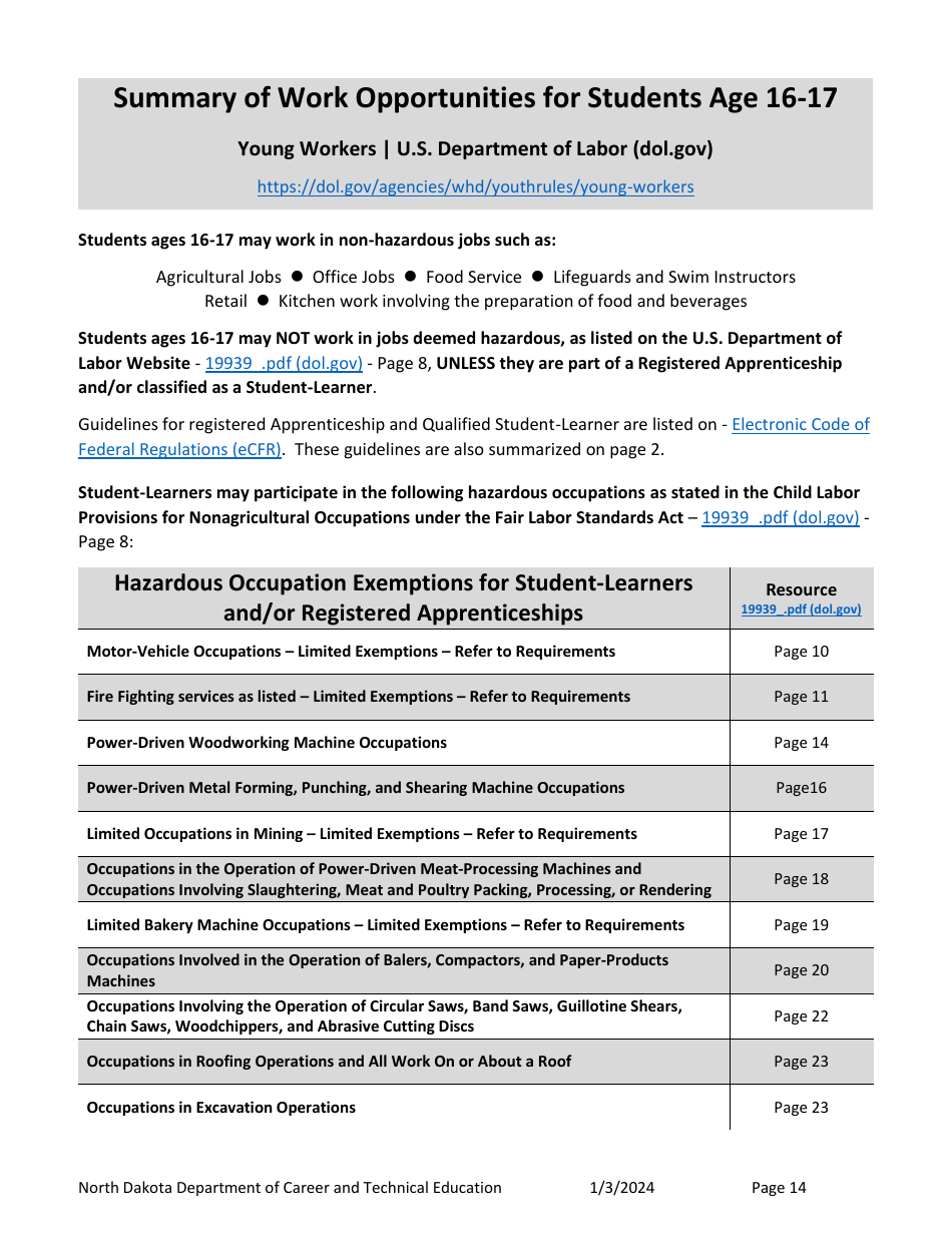 Work-Based Learning Guidance - North Dakota, Page 14