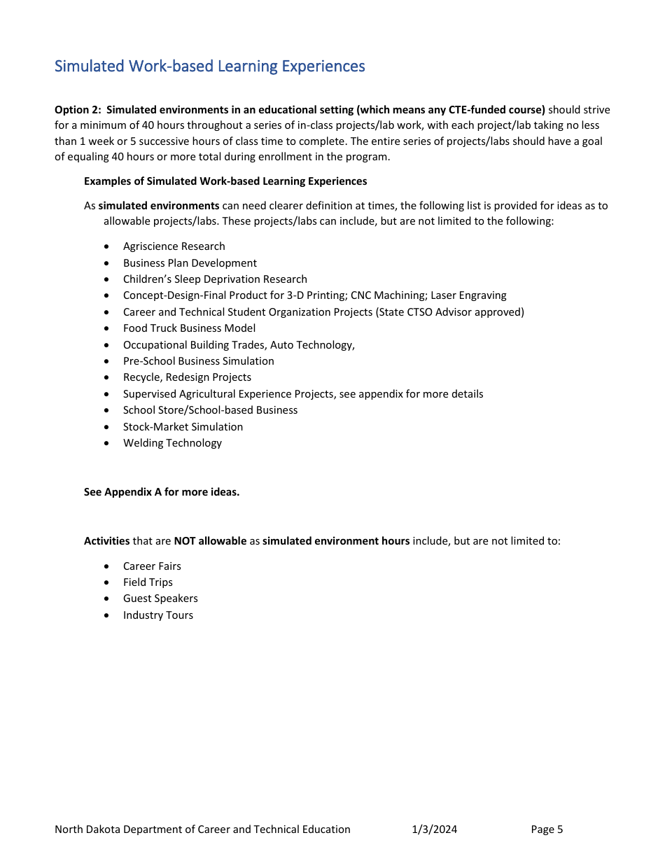 Work-Based Learning Guidance - North Dakota, Page 5