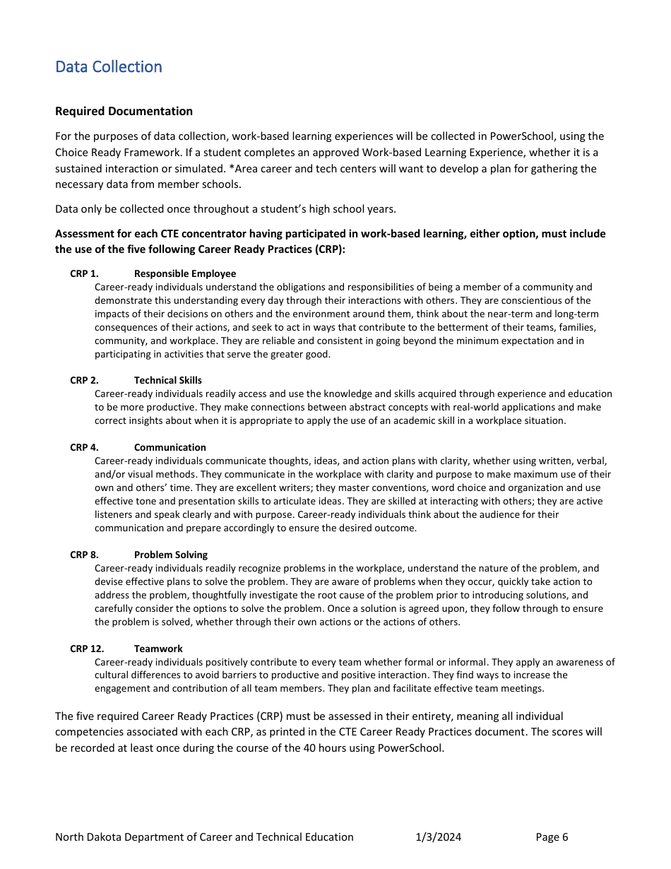 Work-Based Learning Guidance - North Dakota, Page 6
