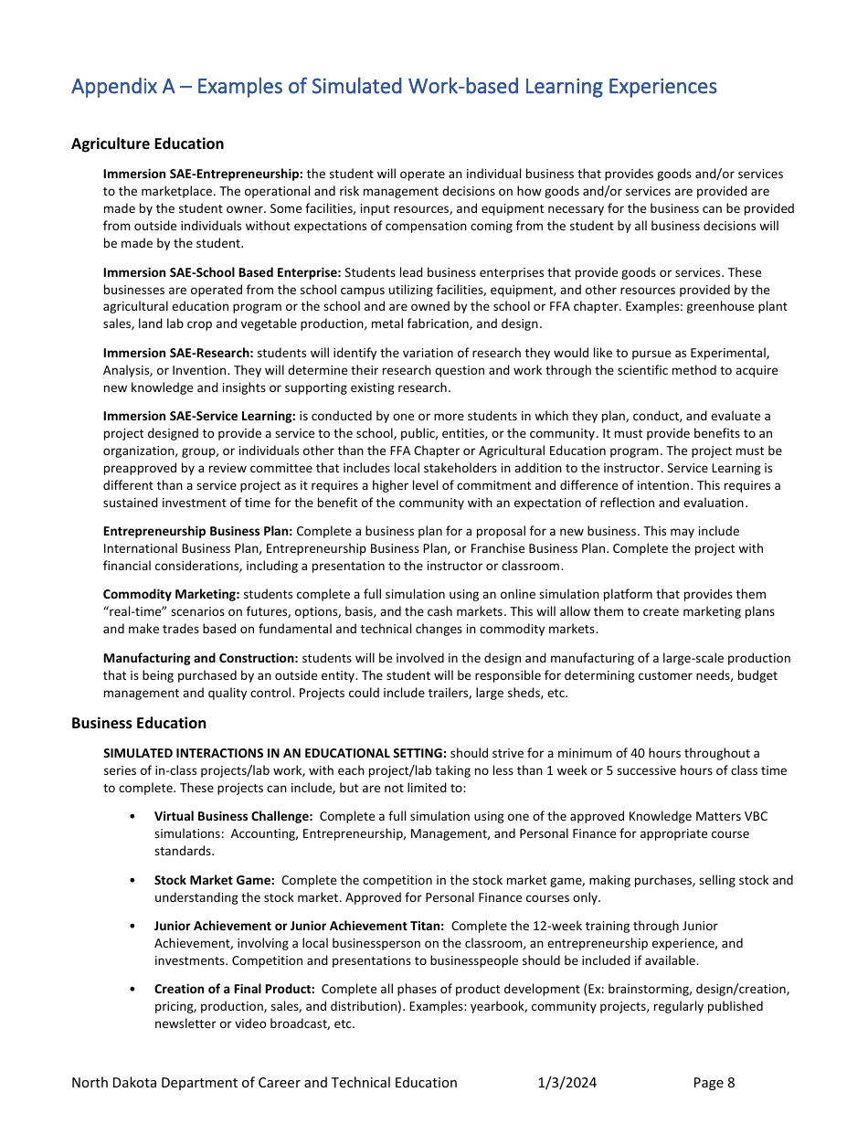 Work-Based Learning Guidance - North Dakota, Page 8