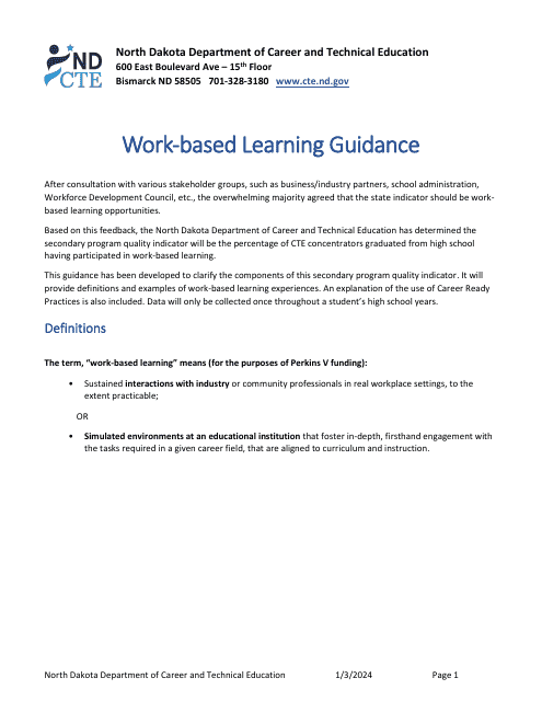 Work-Based Learning Guidance - North Dakota