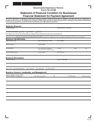 Form M-433B Statement of Financial Condition for Businesses - Financial Statement for Payment Agreement - Massachusetts