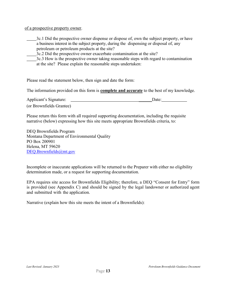 Petroleum Brownfields Guidance - Montana, Page 13