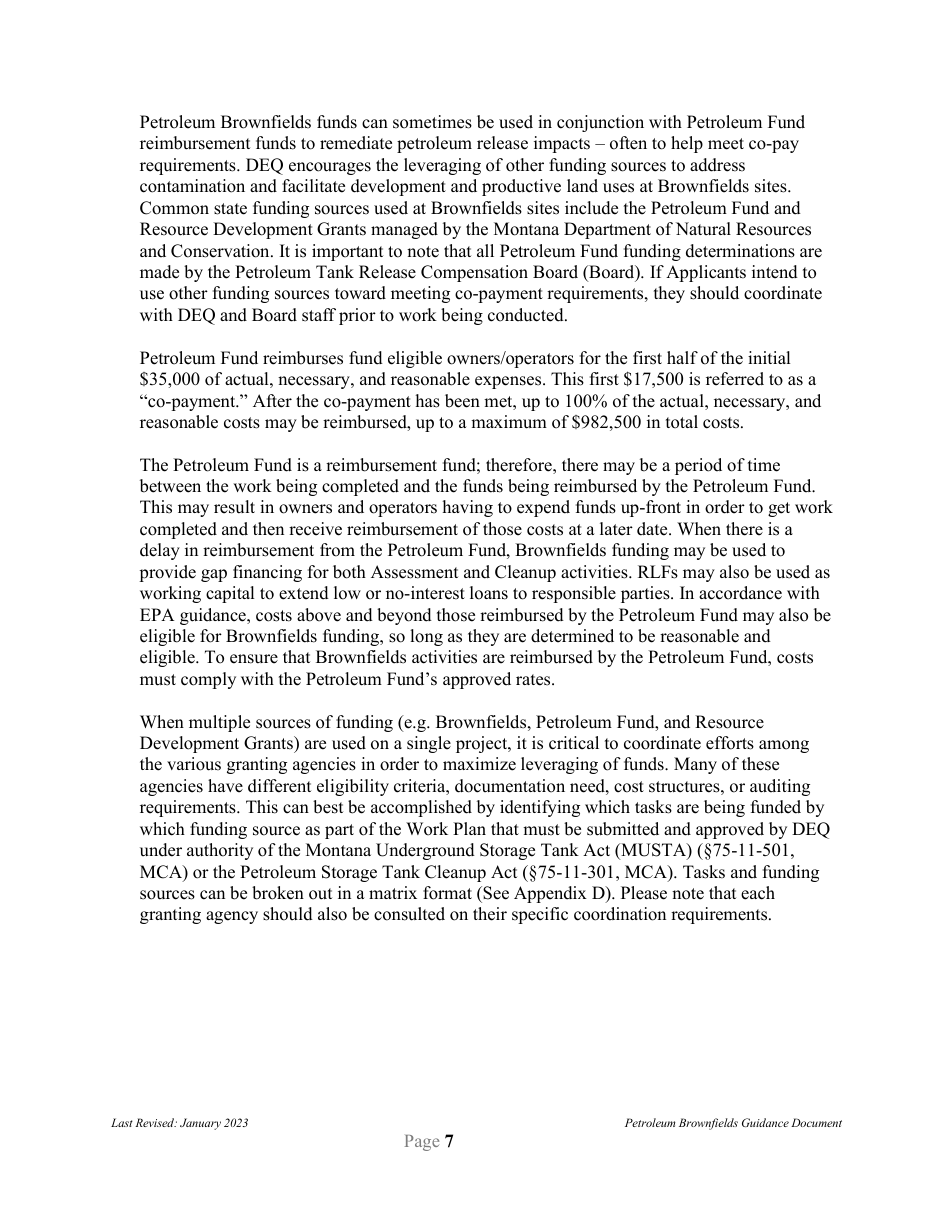 Petroleum Brownfields Guidance - Montana, Page 7