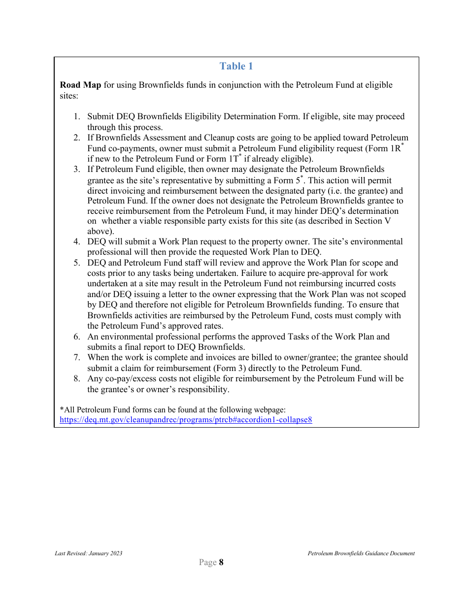 Petroleum Brownfields Guidance - Montana, Page 8