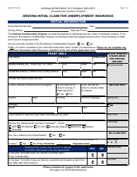Document preview: Form UB-105 Arizona Initial Claim for Unemployment Insurance - Arizona