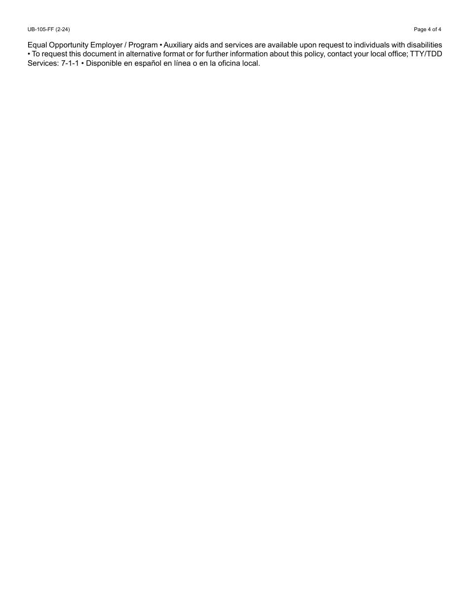 Form UB-105 Arizona Initial Claim for Unemployment Insurance - Arizona, Page 4