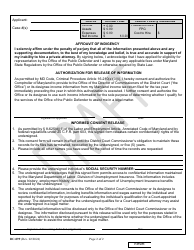 Form DC-099 District Court Commissioner Application for Representation by the Public Defender - Draft - Maryland, Page 2