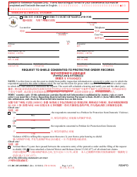 Form CC-DC-DV-021BBLC Request to Shield Consented-To Protective Order Records - Maryland (English/Chinese)