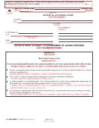 Form CC-JRE-005BLC Notice of Right to Object to Expungement of Juvenile Records - Maryland (English/Chinese)