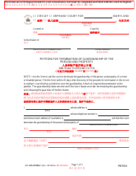 Form CC-GN-037BLC Petition for Termination of Guardianship of the Person and Property - Maryland (English/Chinese)
