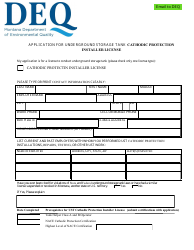 Application for Underground Storage Tank Cathodic Protection Installer License - Montana