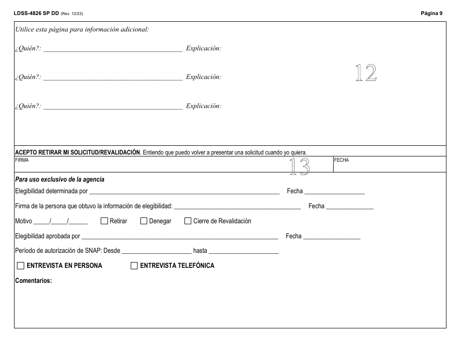 Form LDSS-4826 DD Solicitud / Revalidacion Para El Programa De Asistencia Nutricional Suplementaria (Snap) - New York, Page 10
