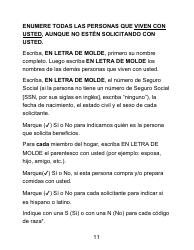Instrucciones para Formulario LDSS-4826 LP Solicitud/Revalidacion Para El Programa De Asistencia Nutricional Suplementaria (Snap) - Letra Grande - New York (Spanish), Page 11