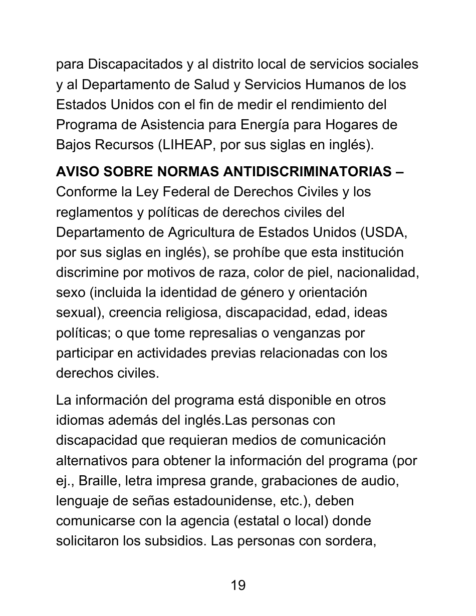 Instrucciones para Formulario LDSS-4826 LP Solicitud / Revalidacion Para El Programa De Asistencia Nutricional Suplementaria (Snap) - Letra Grande - New York (Spanish), Page 19