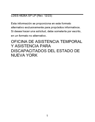 Instrucciones para Formulario LDSS-4826 LP Solicitud/Revalidacion Para El Programa De Asistencia Nutricional Suplementaria (Snap) - Letra Grande - New York (Spanish)