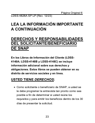 Instrucciones para Formulario LDSS-4826 LP Solicitud/Revalidacion Para El Programa De Asistencia Nutricional Suplementaria (Snap) - Letra Grande - New York (Spanish), Page 23